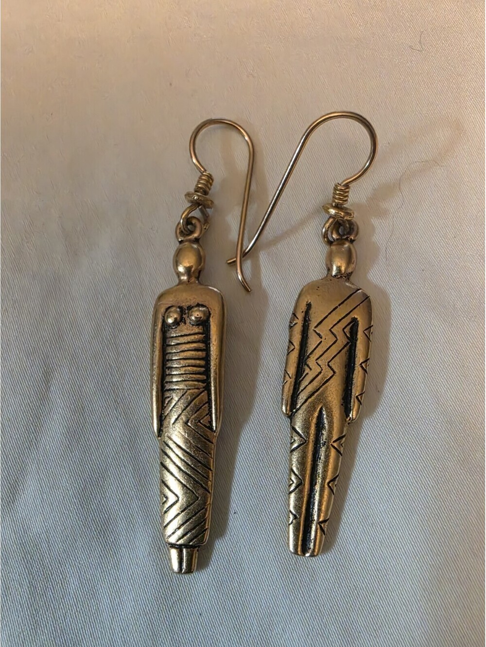 Vintage Traditional African Couple Earrings Pierced Goldtone